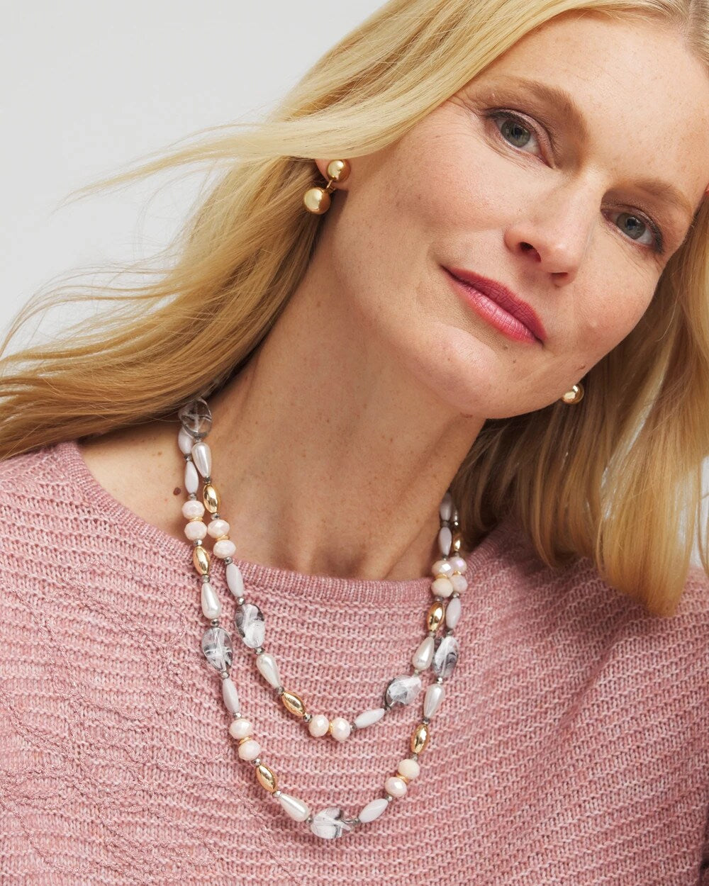 Chico's Women | Pink Art Deco Beaded Necklace PINK