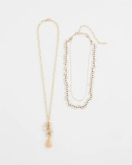 Chico's Women | Convertible Rose Quartz Pendant Necklace PALE PINK