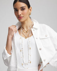 Chico's Women | White Beaded Single Strand Necklace WHITE
