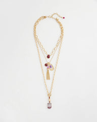 Chico's Women | Convertible Three-Strand Stone Pendant Necklace PURPLE