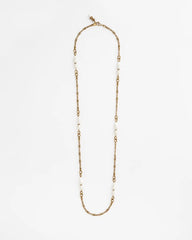 Chico's Women | Single Strand Modern Pearl Necklace WHITE/GOLD