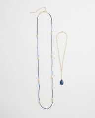 Chico's Women | Convertible Beaded Pendant Necklace BLUE
