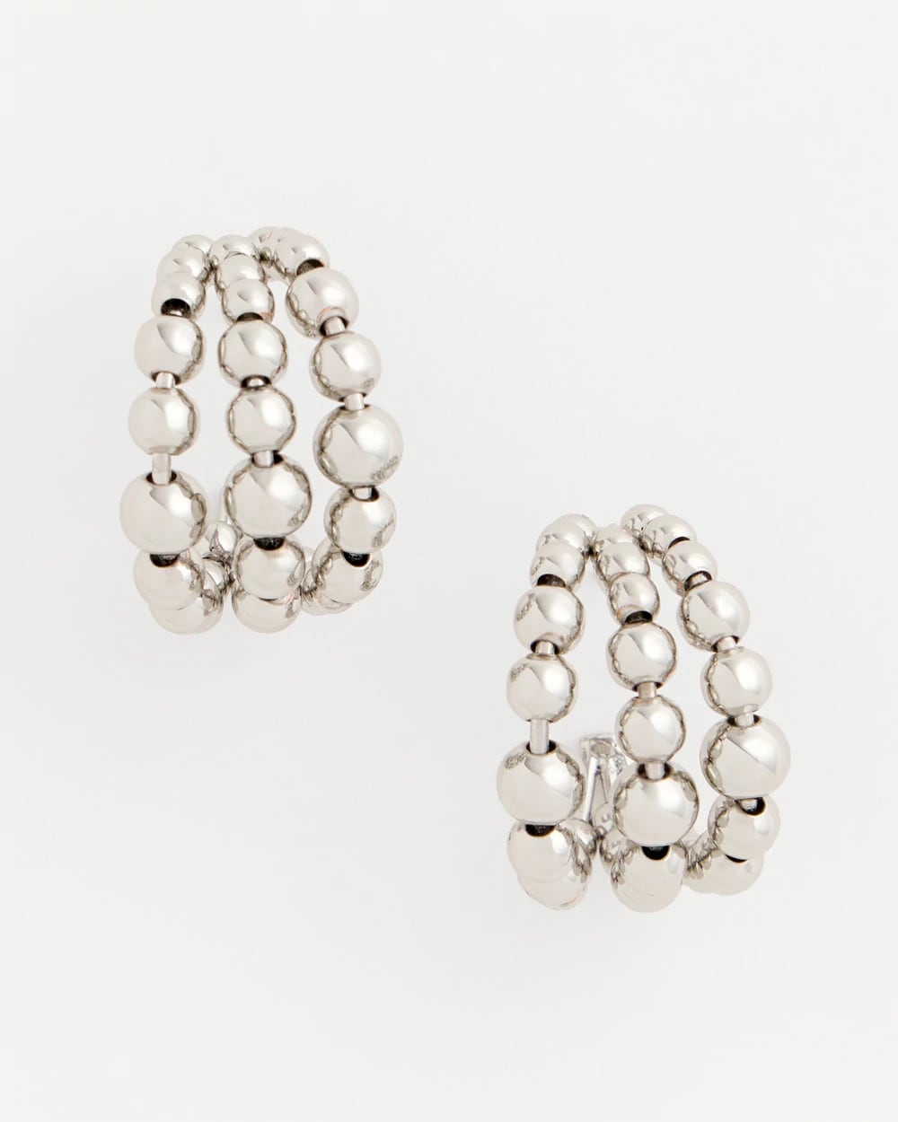 Chico's Women | Silver Beaded Mini Hoop Earrings SILVER