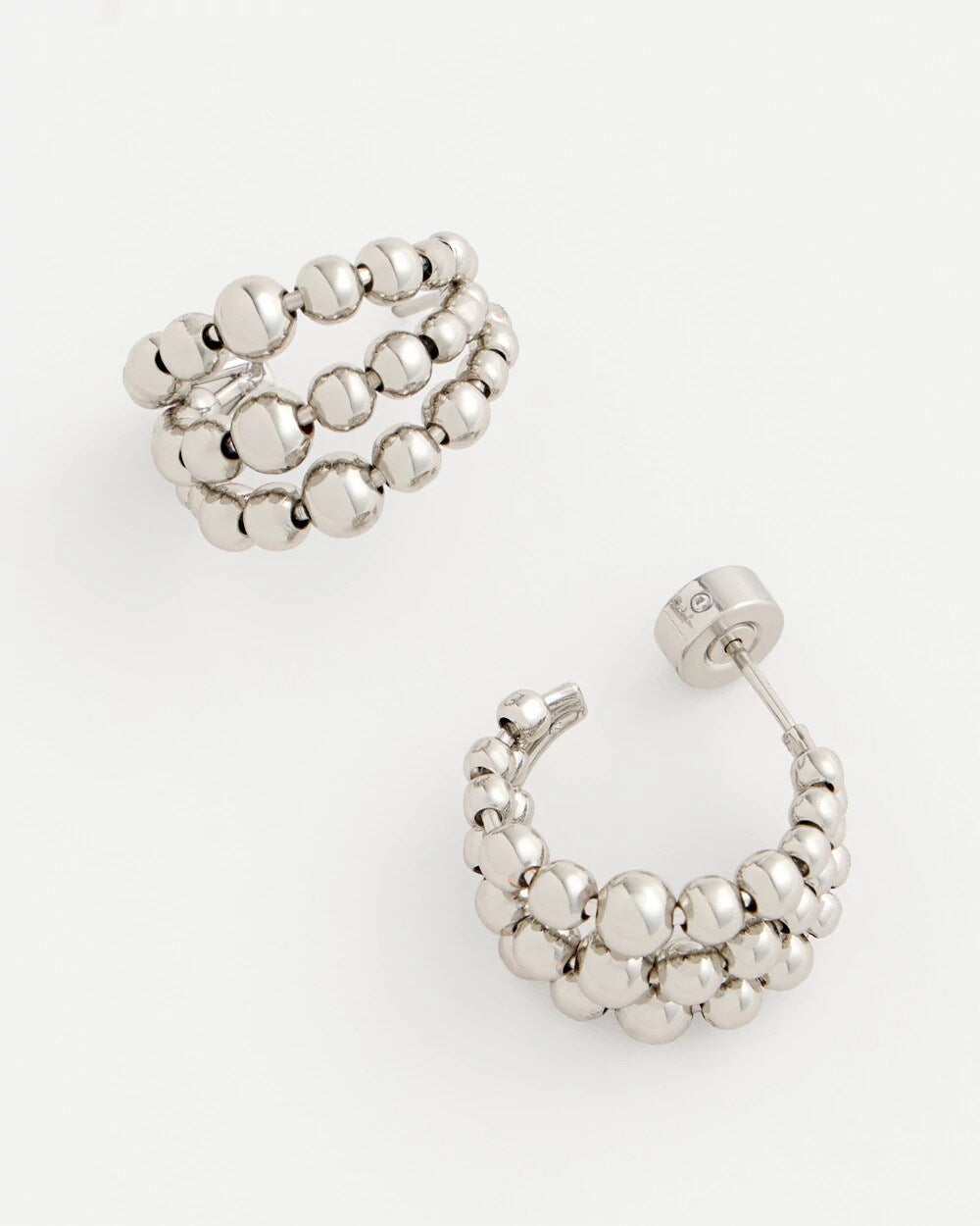 Chico's Women | Silver Beaded Mini Hoop Earrings SILVER