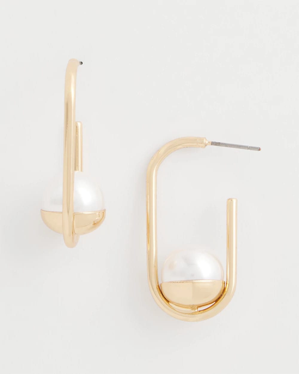 Chico's Women | Pearl Gold Hoop Earrings PEARL