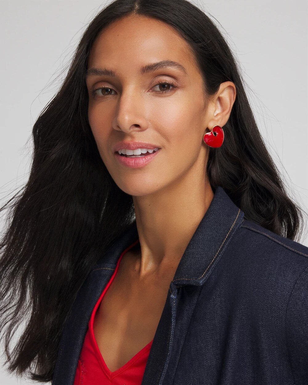 Chico's Women | Red Enamel Heart Stud Earrings RED