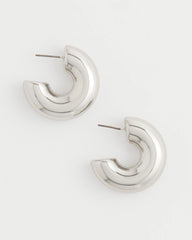 Chico's Women | Silver Puff Hoop Earrings SILVER