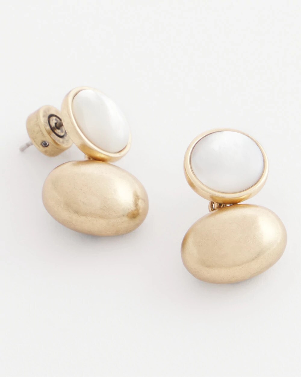 Chico's Women | White & Gold Mini Stud Earrings GOLD