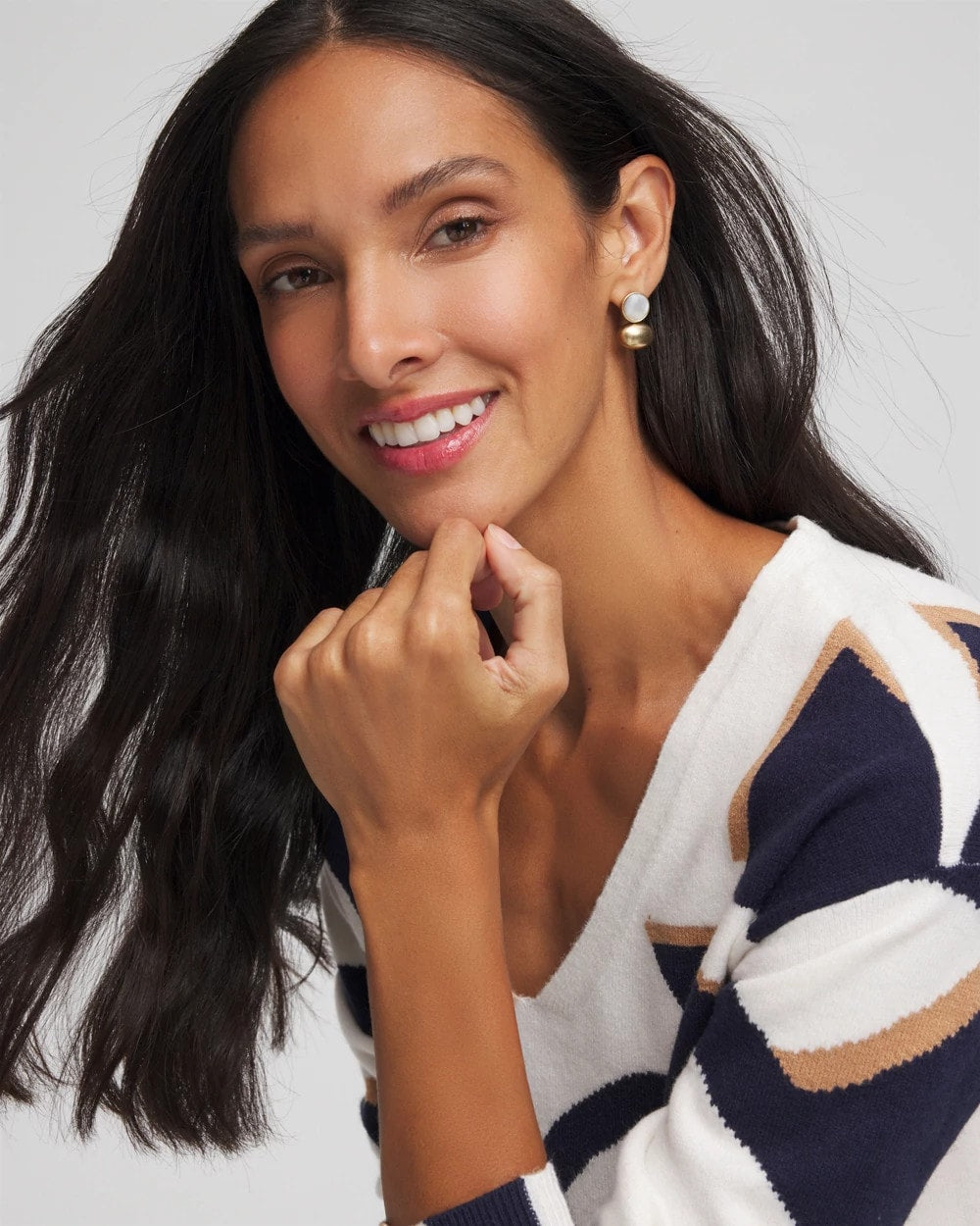 Chico's Women | White & Gold Mini Stud Earrings GOLD
