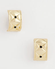 Chico's Women | Black & Gold Quilted  Clip on Earrings GOLD