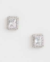 Chico's Women | Silver Emerald Cut Stud Earrings SILVER
