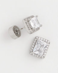 Chico's Women | Silver Emerald Cut Stud Earrings SILVER