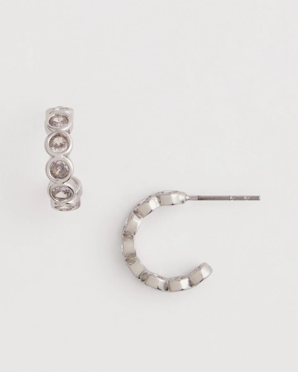 Chico's Women | Silvertone Crystal Mini Hoop Earrings SILVER