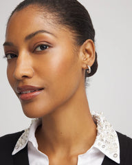 Chico's Women | Silvertone Crystal Mini Hoop Earrings SILVER