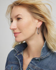 Chico's Women | Silvertone Beaded Hoop Earrings SILVER