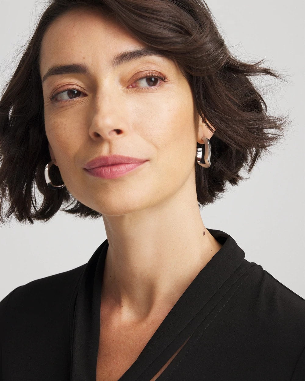 Chico's Women | Silver Wavy Hoop Earrings SILVER