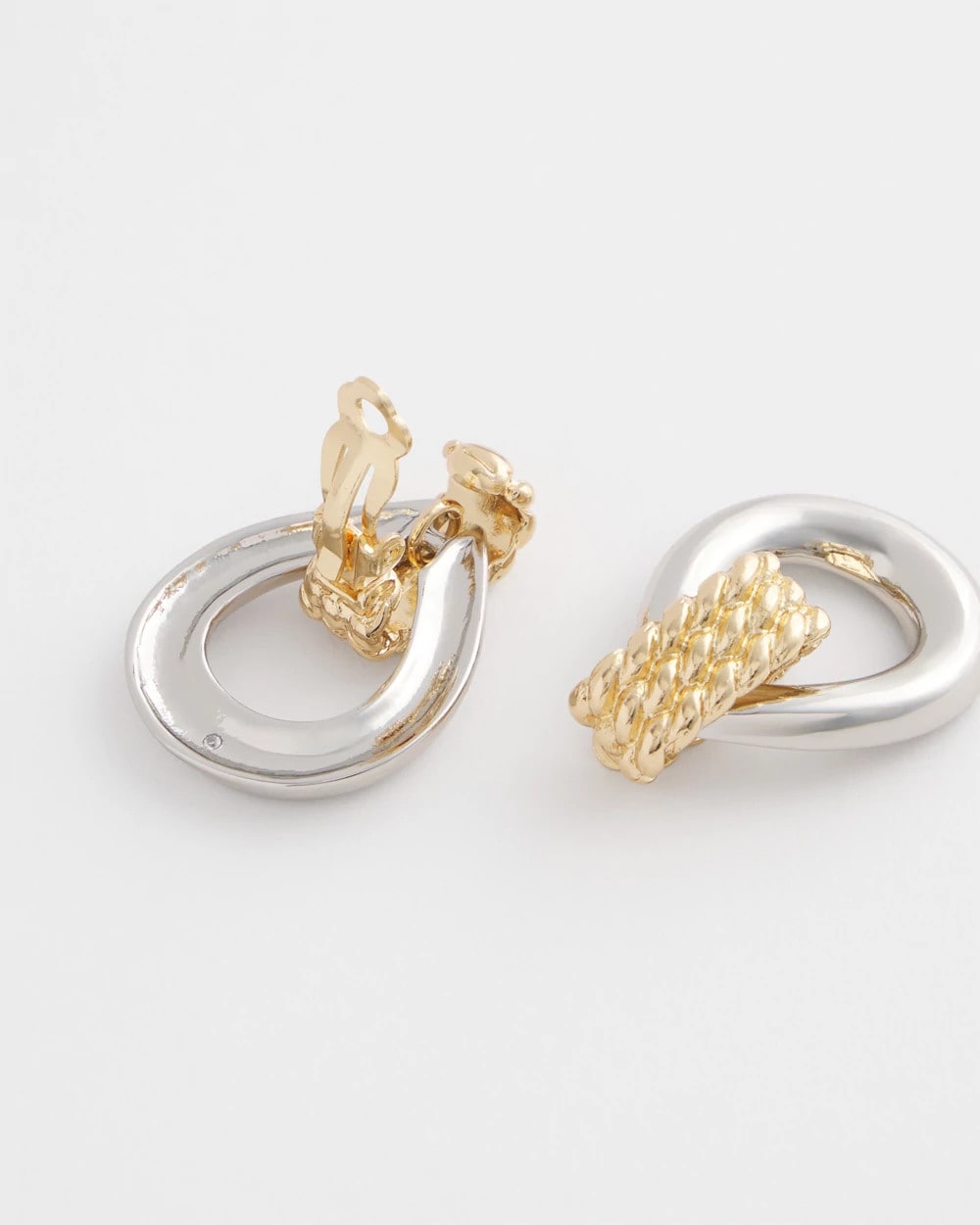 No Droop™ Mixed-Metal Teardrop Clip-On Earrings