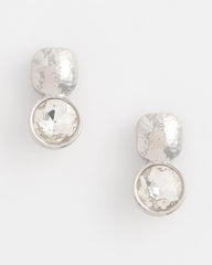 No Droop™ Silver Tone Crystal Clip-On Earrings
