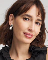 No Droop™ Silver Tone Crystal Clip-On Earrings