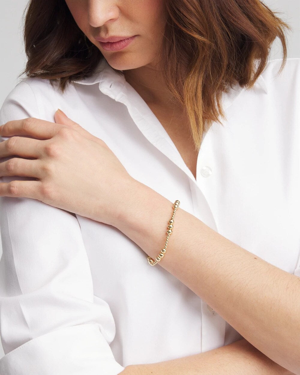Chico's Women | Gold-tone Small Bead Stretch Bracelet GOLD