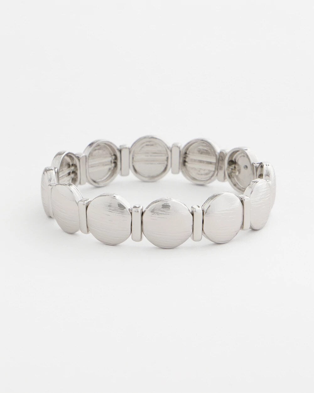 Chico's Women | Silver Textured Circle Stretch Bracelet SILVER