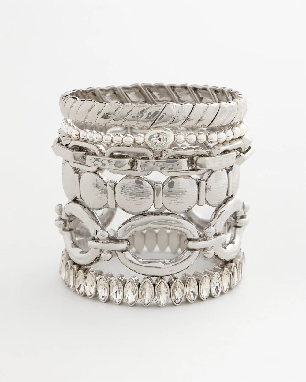 Chico's Women | Silver Textured Circle Stretch Bracelet SILVER