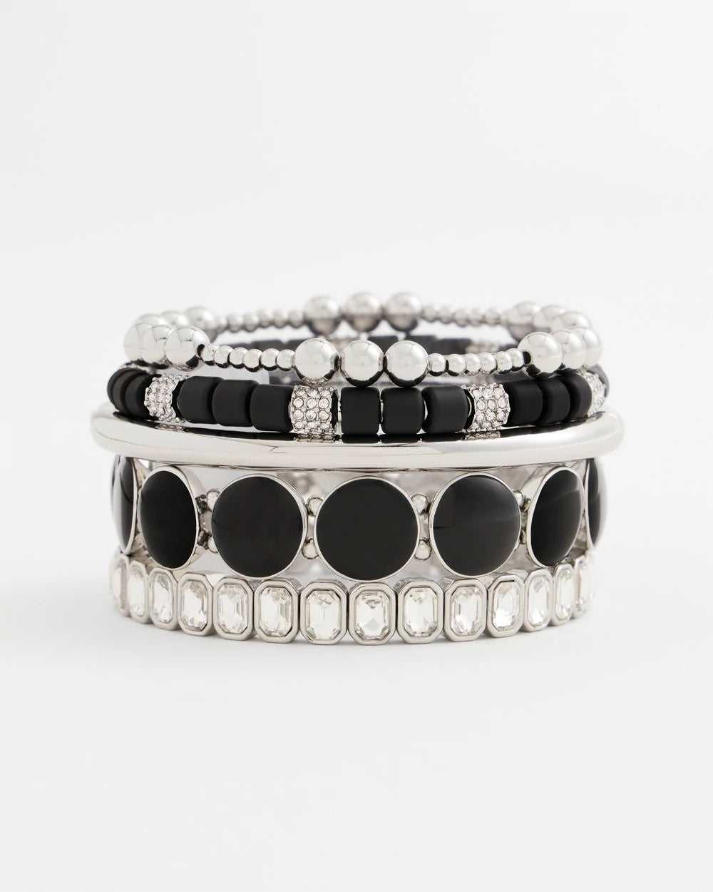 Chico's Women | Black Barrel Bead Stretch Bracelet BLACK