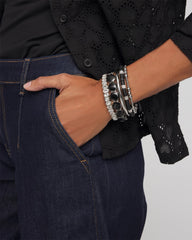 Chico's Women | Black Barrel Bead Stretch Bracelet BLACK