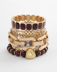 Chico's Women | Chianti Stretch Beaded Charm Bracelet DEEP CHIANTI