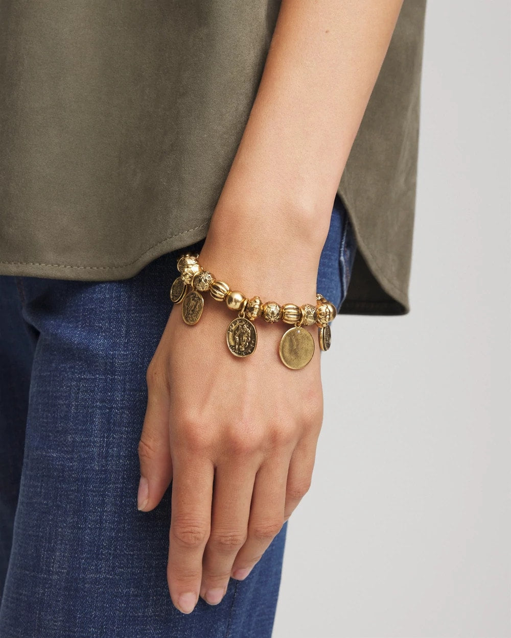 Chico's Women | Coin Charm Stretch Bracelet GOLD