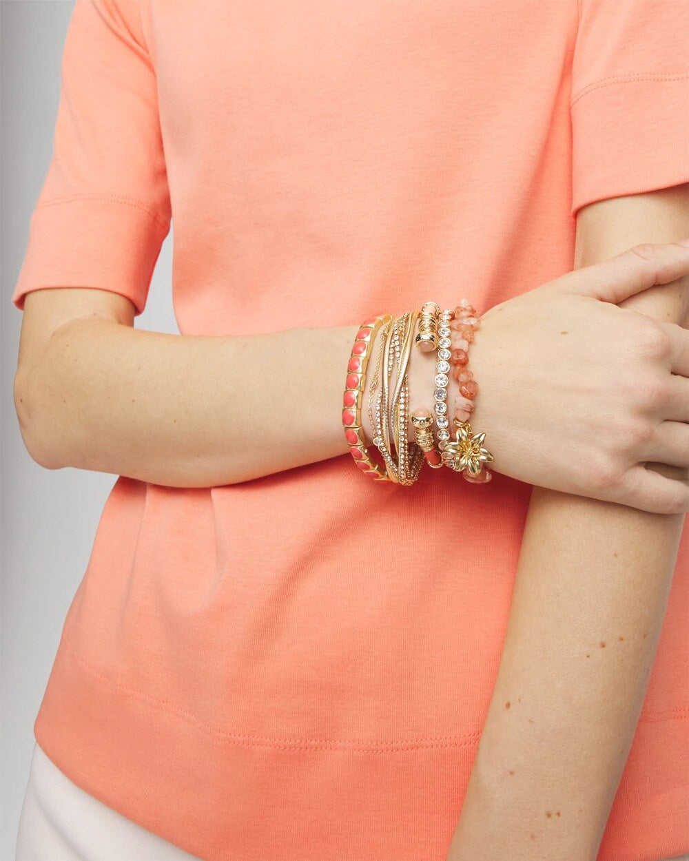 Chico's Women | Bold Orange Goldtone Stretch Bracelet ORANGE