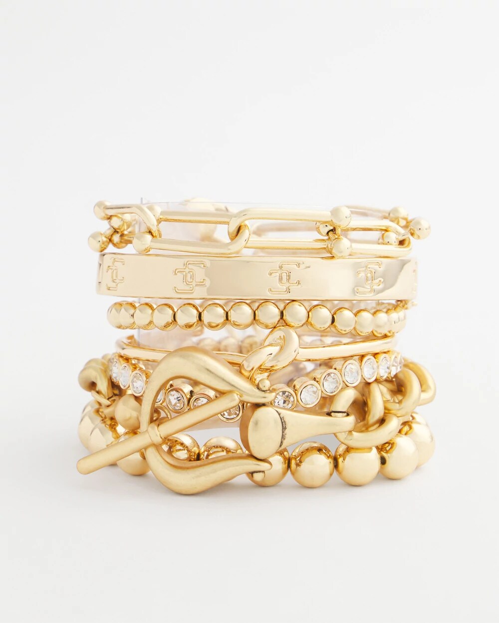 Chico's Women | Small Beaded Gold Tone Stretch Bracelet GOLD