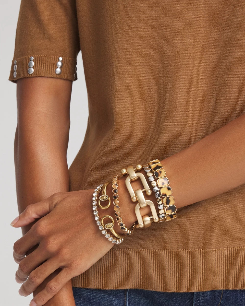 Chico's Women | Equestrian Horsebit Goldtone Cuff Bracelet GOLD