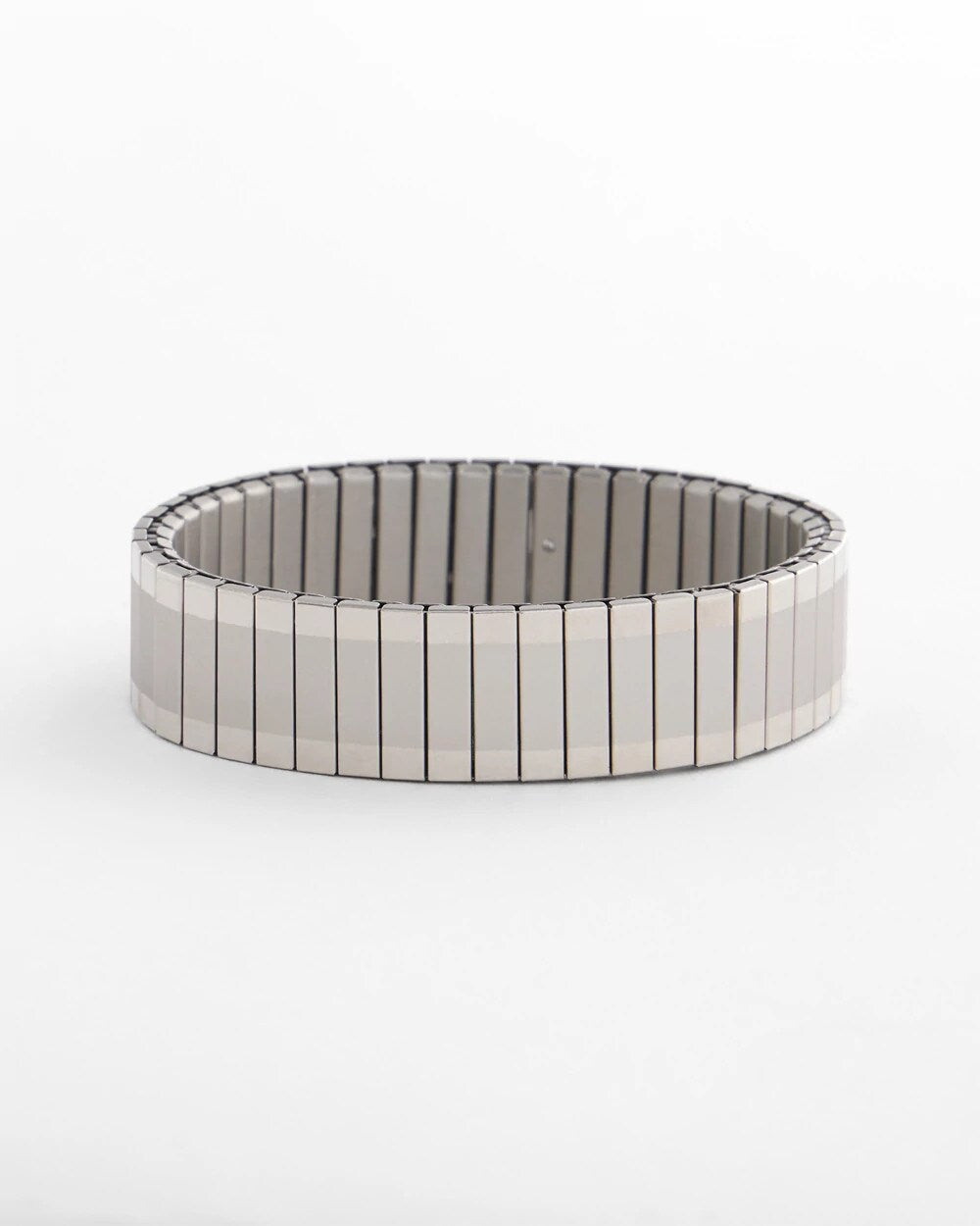 Silver Tone Stretch Watchband Bracelet