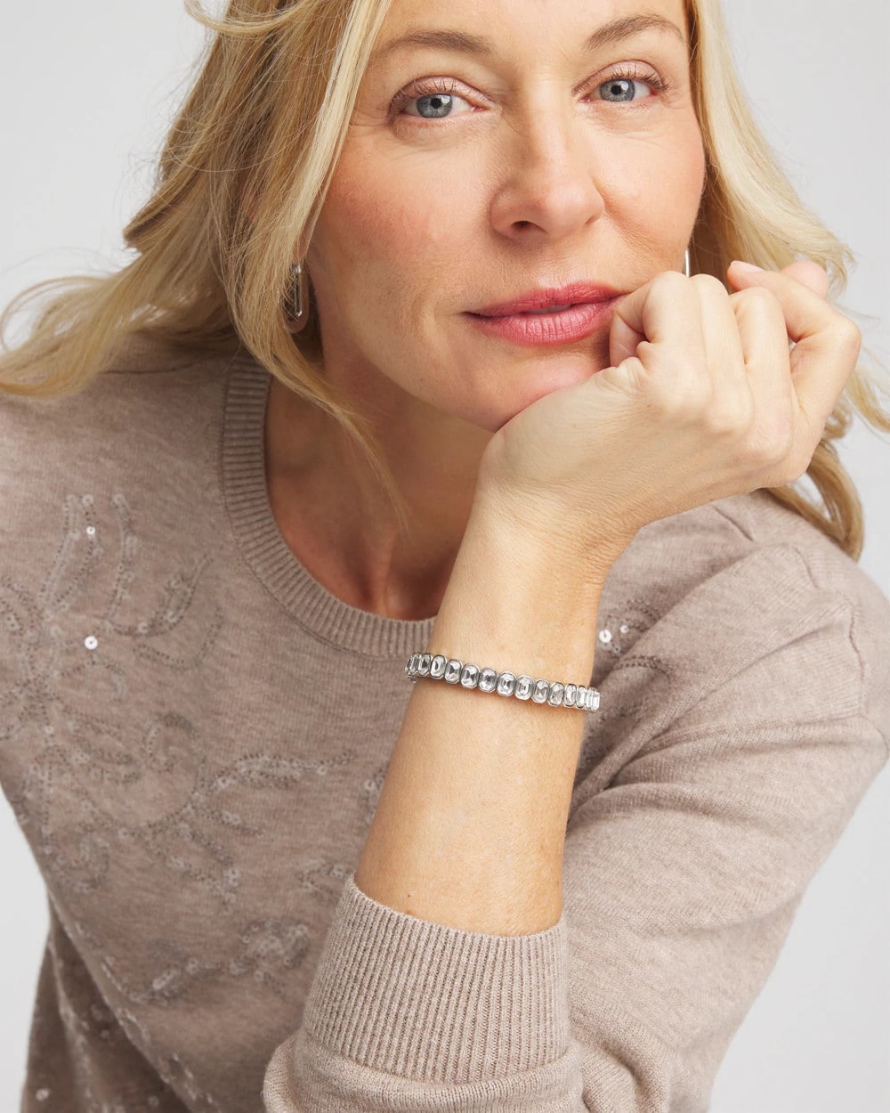 Silver Bezel Set Stretch Tennis Bracelet