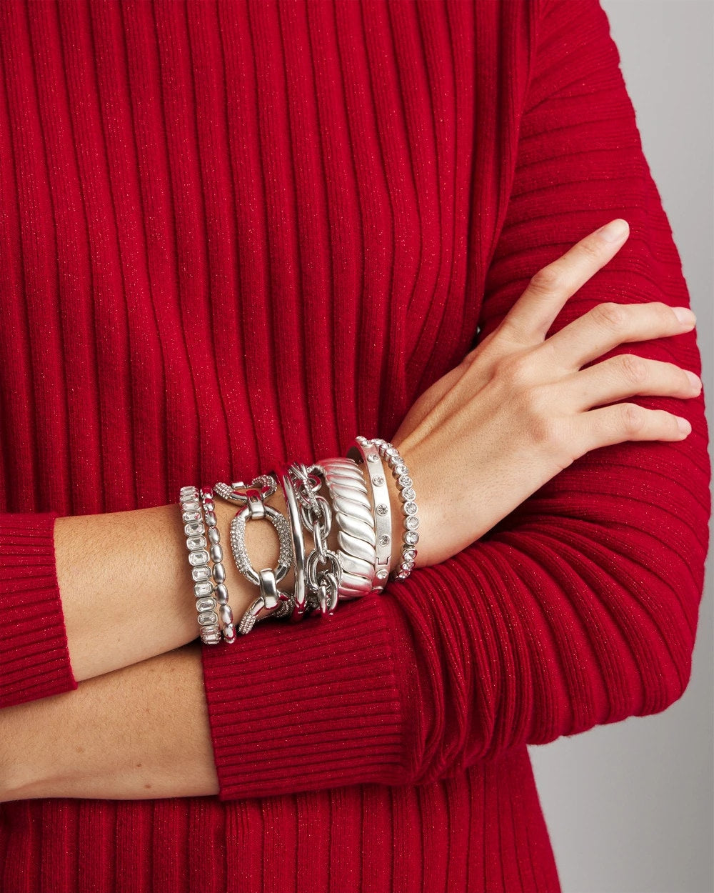 Chico's Women | Large Pave Link Toggle Bracelet SILVER