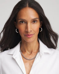 Chico's Women | Silvertone Beaded Necklace SILVER