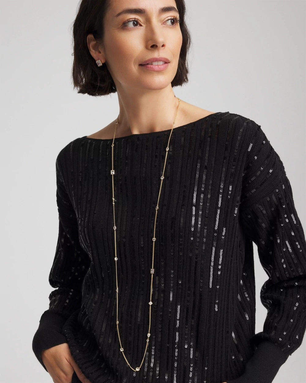 Chico's Women | Fine Crystal Long Chain Necklace GOLD