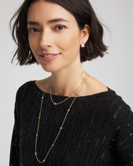 Chico's Women | Fine Crystal Long Chain Necklace GOLD