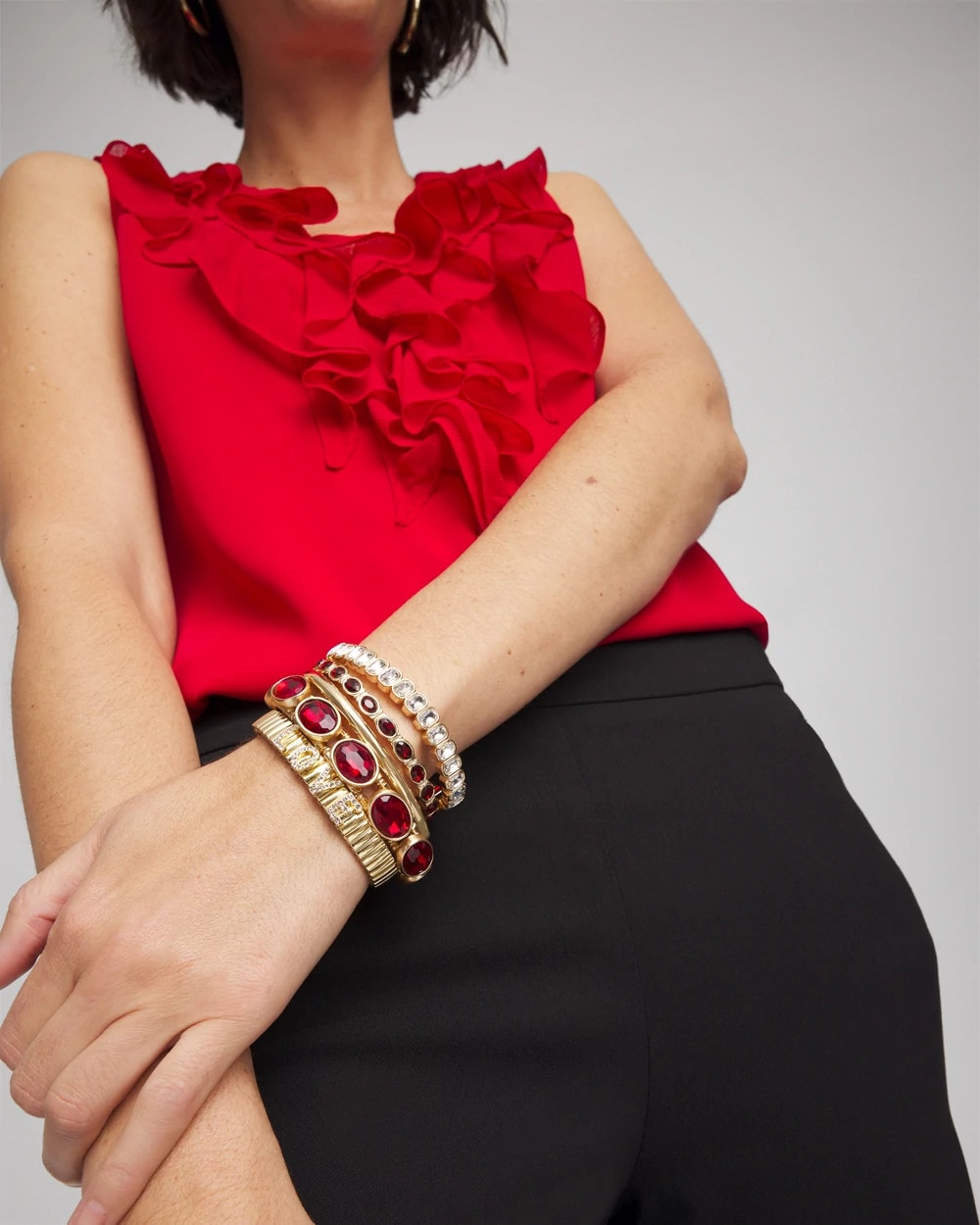 Chico's Women | Gold Bezel Set Stretch Tennis Bracelet