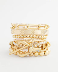 Chico's Women | Small Beaded Gold Tone Stretch Bracelet