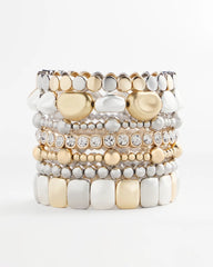 Chico's Women | Silver & Gold Tone Round Stretch Bracelet MIXED METALS