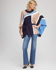 Chico's Women | Belted Colorblock Poncho PASSPORT BLUE