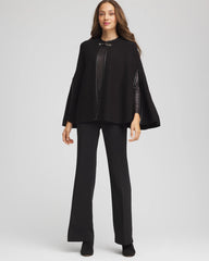 Chico's Women | Faux Leather Trim Cape BLACK