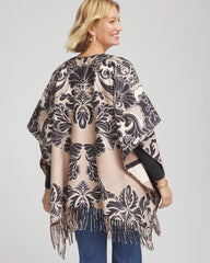 Chico's Women | Reversible Printed Fringe Ruana CHAMPAGNE FIZZ
