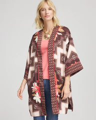 Chico's Women | Long Mixed-Print Kimono CACAO