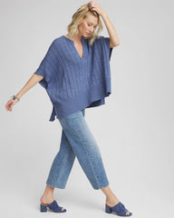 Chico's Women | Open-Knit Splitneck Poncho BLUE LOTUS