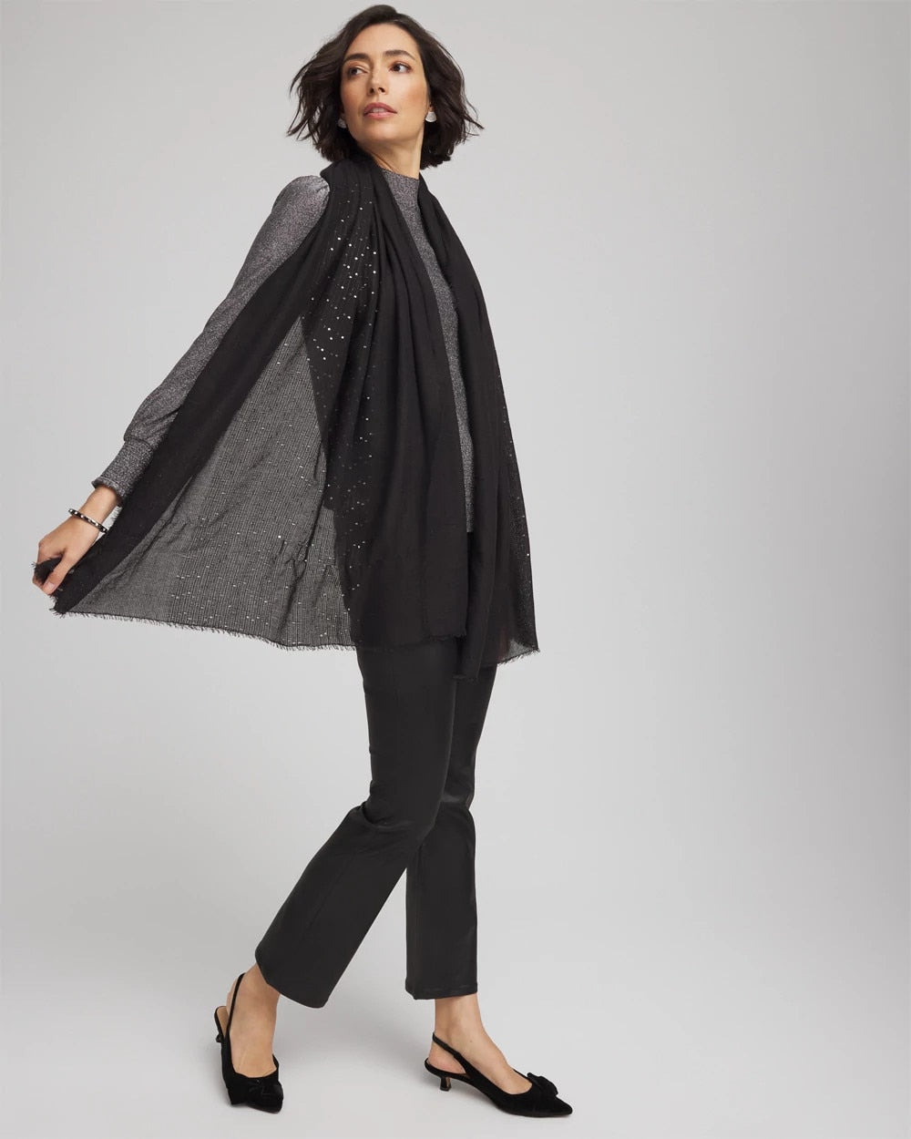 Metallic Stripe Oblong Scarf