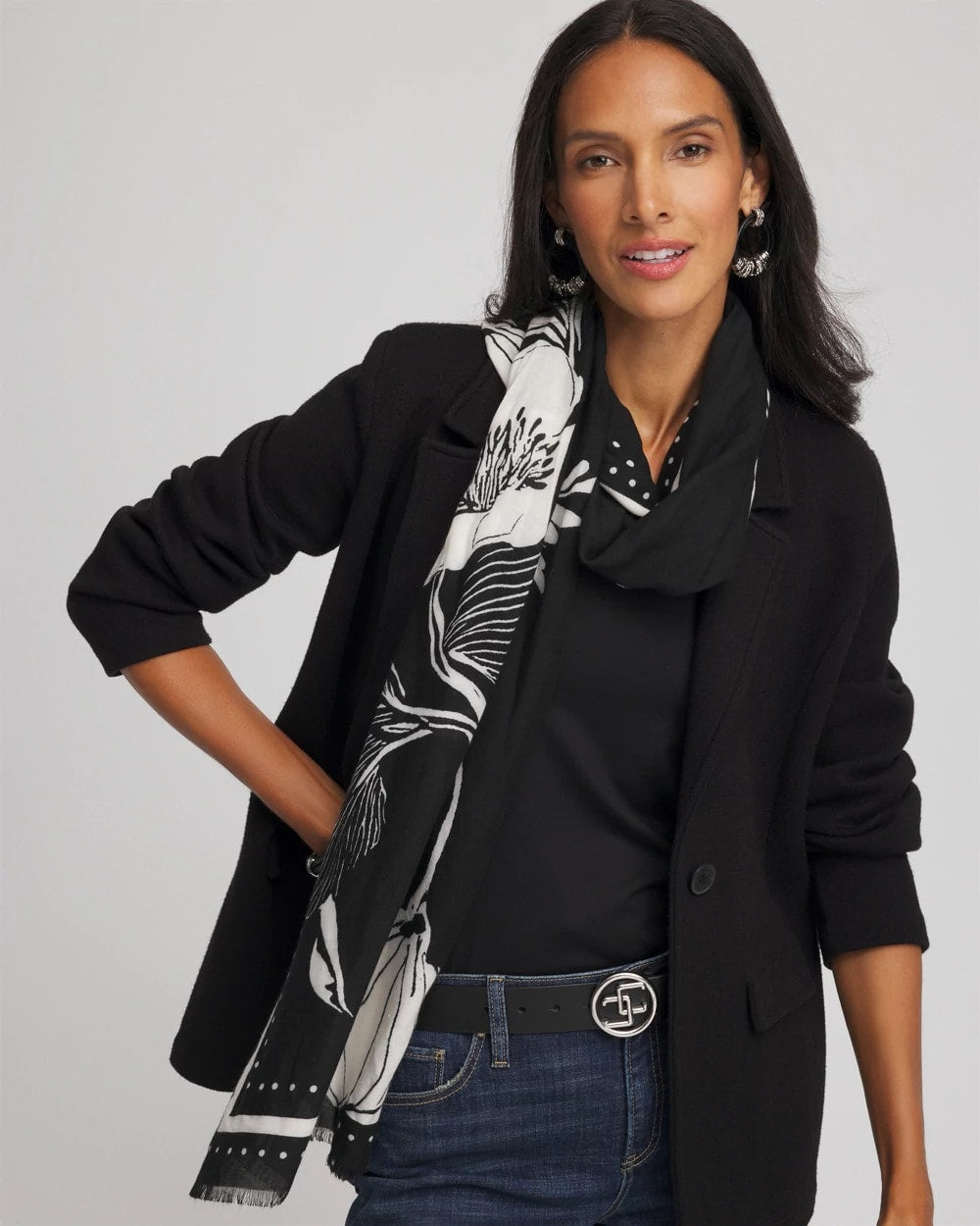 Floral Woven Oblong Scarf