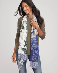 Colorblock Floral-Print Oblong Scarf